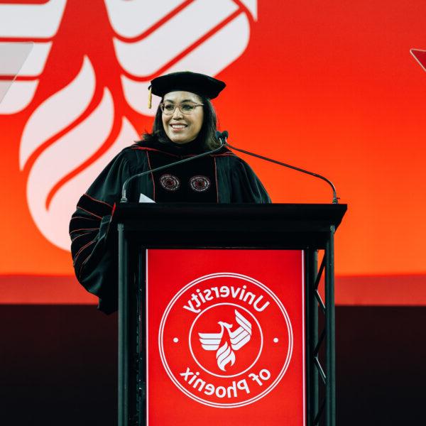 OCCC President Mautra Staley Jones was the keynote speaker for the University of Phoenix Spring 2024 commencement on March 2.